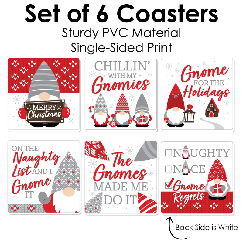 Christmas Gnomes - Funny Holiday Party Decorations - Drink Coasters - Set of 6