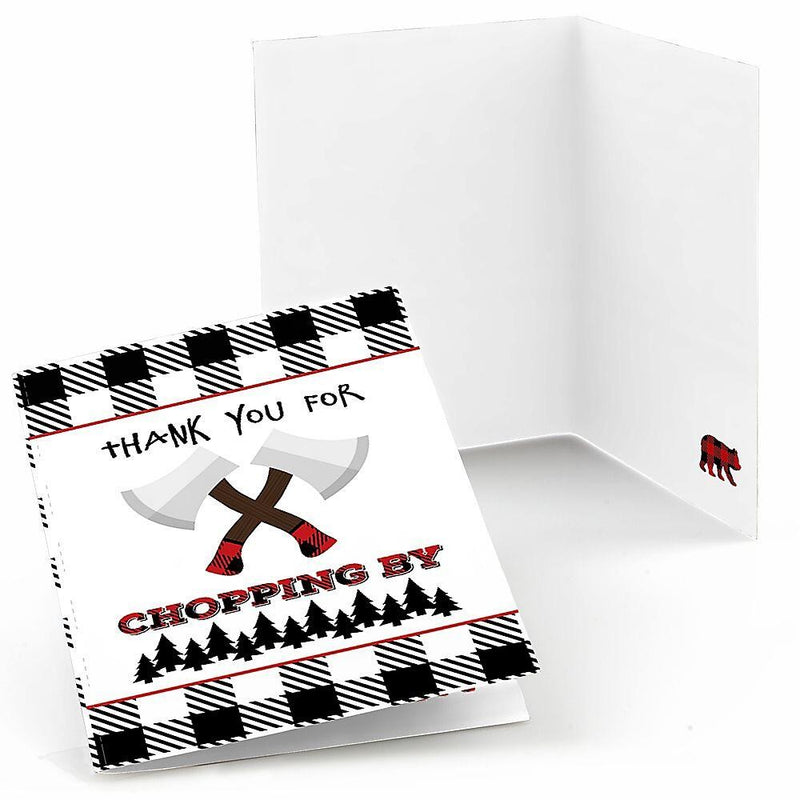 Lumberjack - Channel The Flannel - Buffalo Plaid Party Thank You Cards - 8 ct