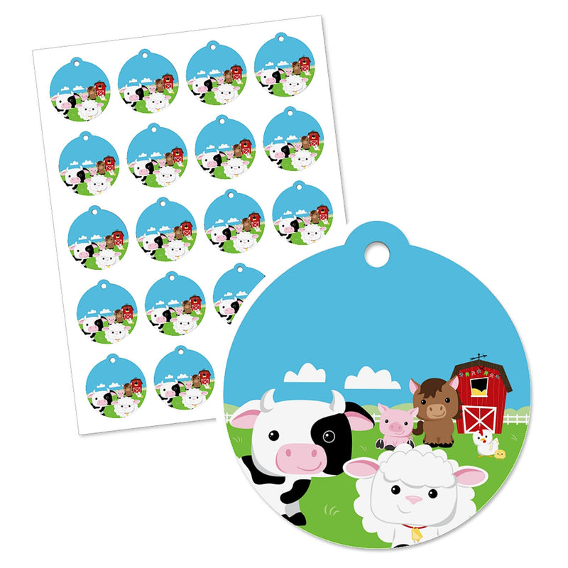 Farm Animals - Baby Shower or Birthday Party Favor Gift Tags (Set of 20)