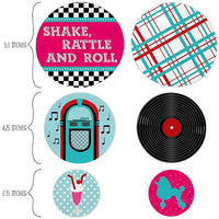 50's Sock Hop - 1950s Rock N Roll Giant Circle Confetti - Fifties Party Decorations - Large Confetti 27 Count