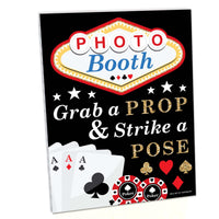 Las Vegas Photo Booth Sign - Casino Party Decorations - Printed on Sturdy Plastic Material - 10.5 x 13.75 inches - Sign with Stand - 1 Piece