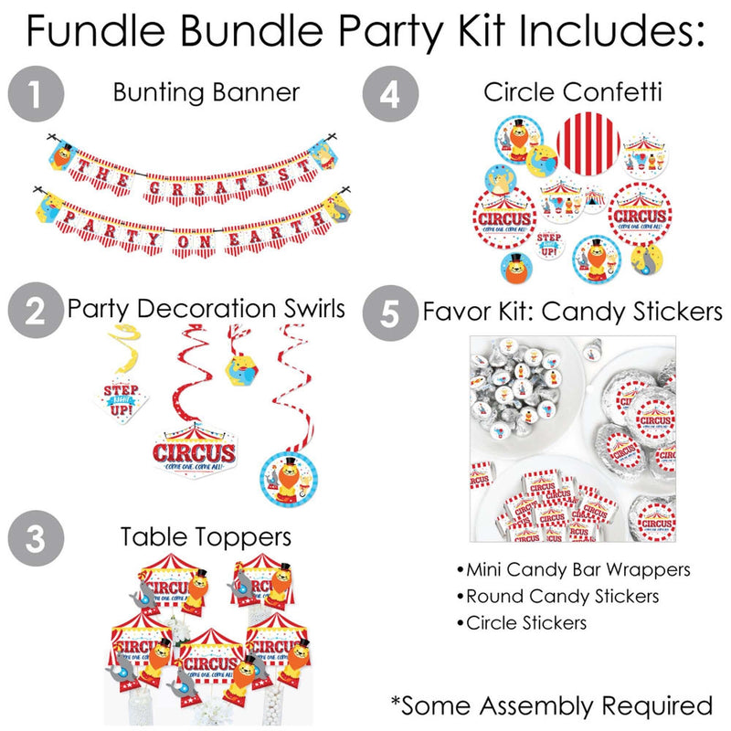 Carnival - Step Right Up Circus - Carnival Themed Party Supplies - Banner Decoration Kit - Fundle Bundle