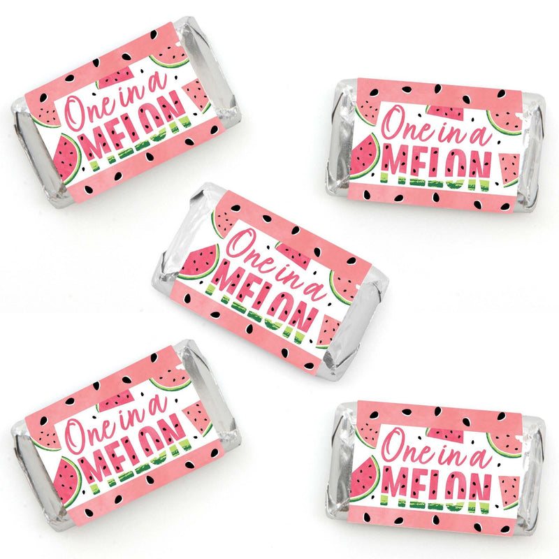 Sweet Watermelon - Mini Candy Bar Wrapper Stickers - Fruit Party Small Favors - 40 Count