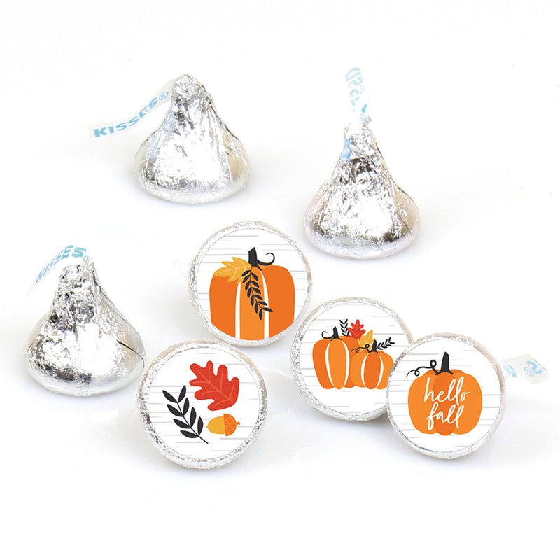 Fall Pumpkin - Halloween or Thanksgiving Party Round Candy Sticker Favors - Labels Fit Hershey&