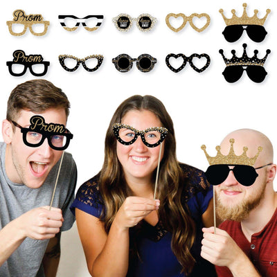 Prom Glasses - Prom Night Paper Card Stock Prom Party Photo Booth Props Kit - 10 Count