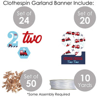2nd Birthday Railroad Party Crossing - Chugga Chugga Two Two - Steam Train Second Birthday Party DIY Decorations - Clothespin Garland Banner - 44 Pieces