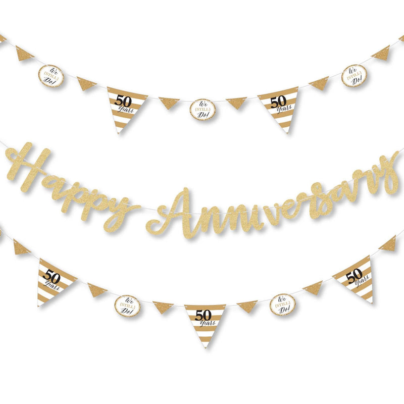 We Still Do - 50th Wedding Anniversary - Anniversary Party Letter Banner Decoration - 36 Banner Cutouts and Happy Anniversary Banner Letters
