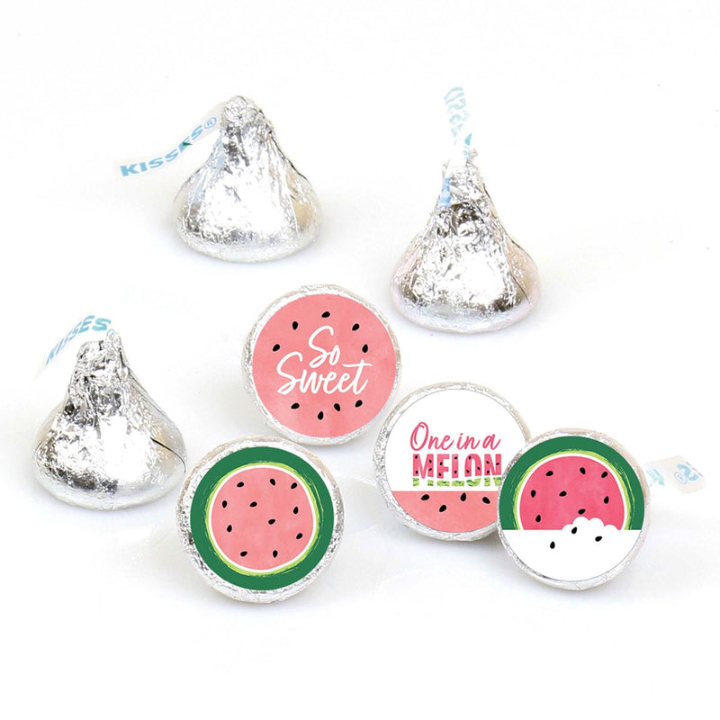 Sweet Watermelon - Fruit Party Round Candy Sticker Favors - Labels Fit Hershey&