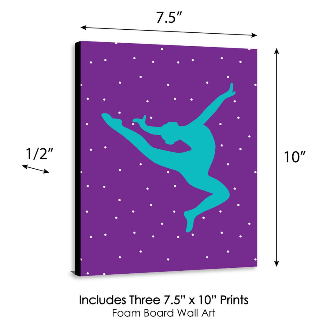 Tumble, Flip and Twirl - Gymnastics - Sports Themed Wall Art, Kids Room Decor and Game Room Home Decorations - 7.5 x 10 inches - Set of 3 Prints