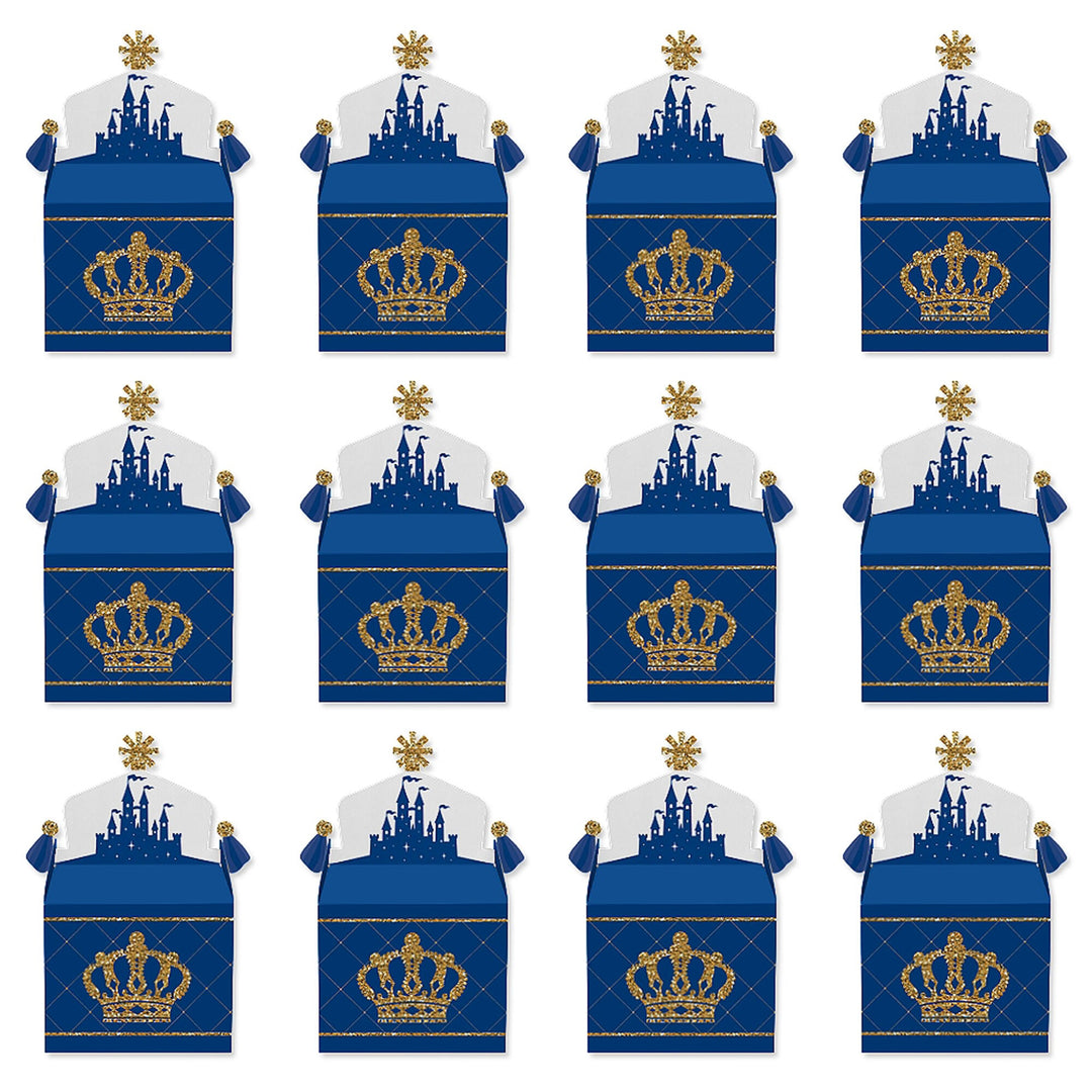 Royal Prince Charming - Treat Box Party Favors - Baby Shower or Birthday Party Goodie Gable Boxes - Set of 12