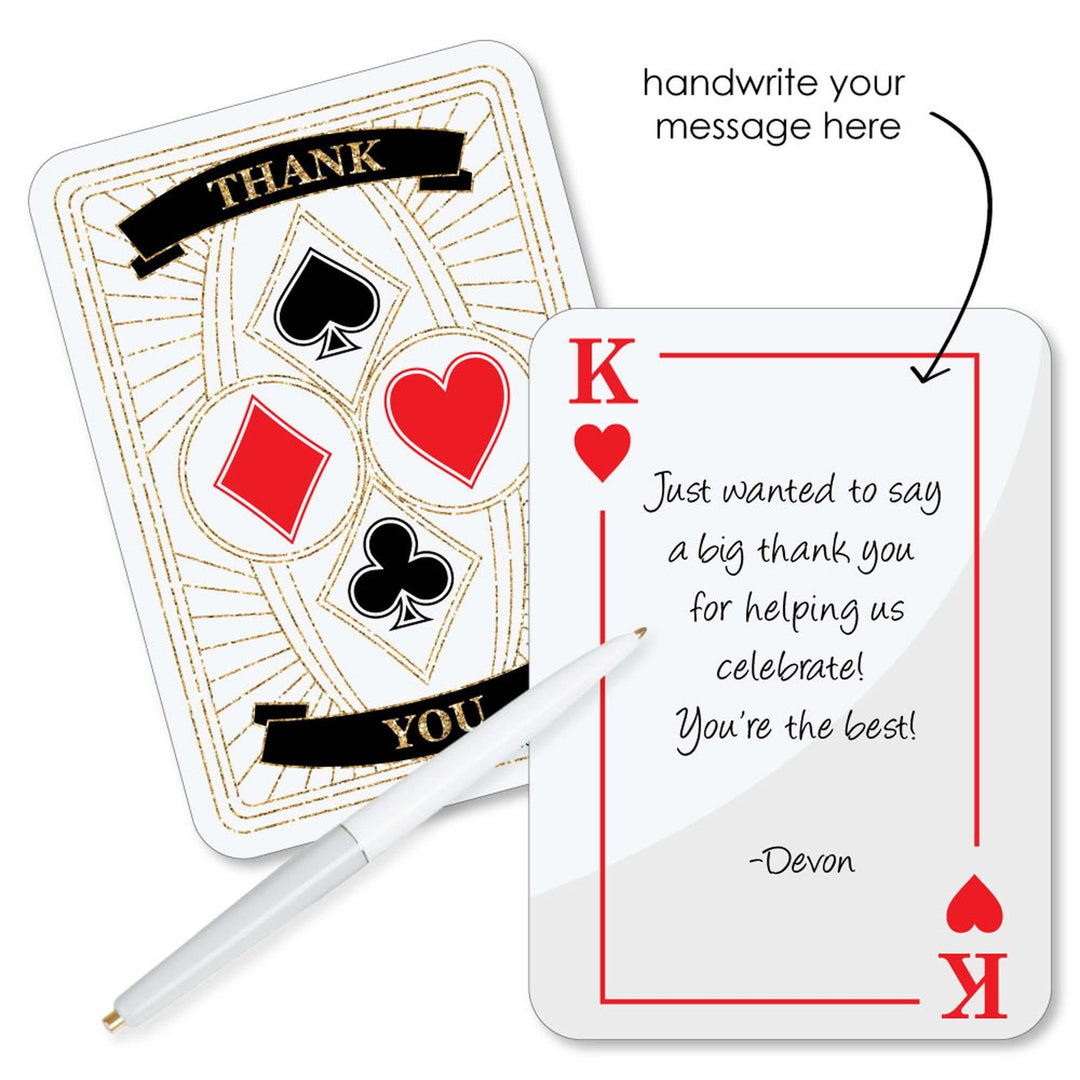 Las Vegas - Shaped Thank You Cards - Casino Party Thank You Note Cards with Envelopes - Set of 12