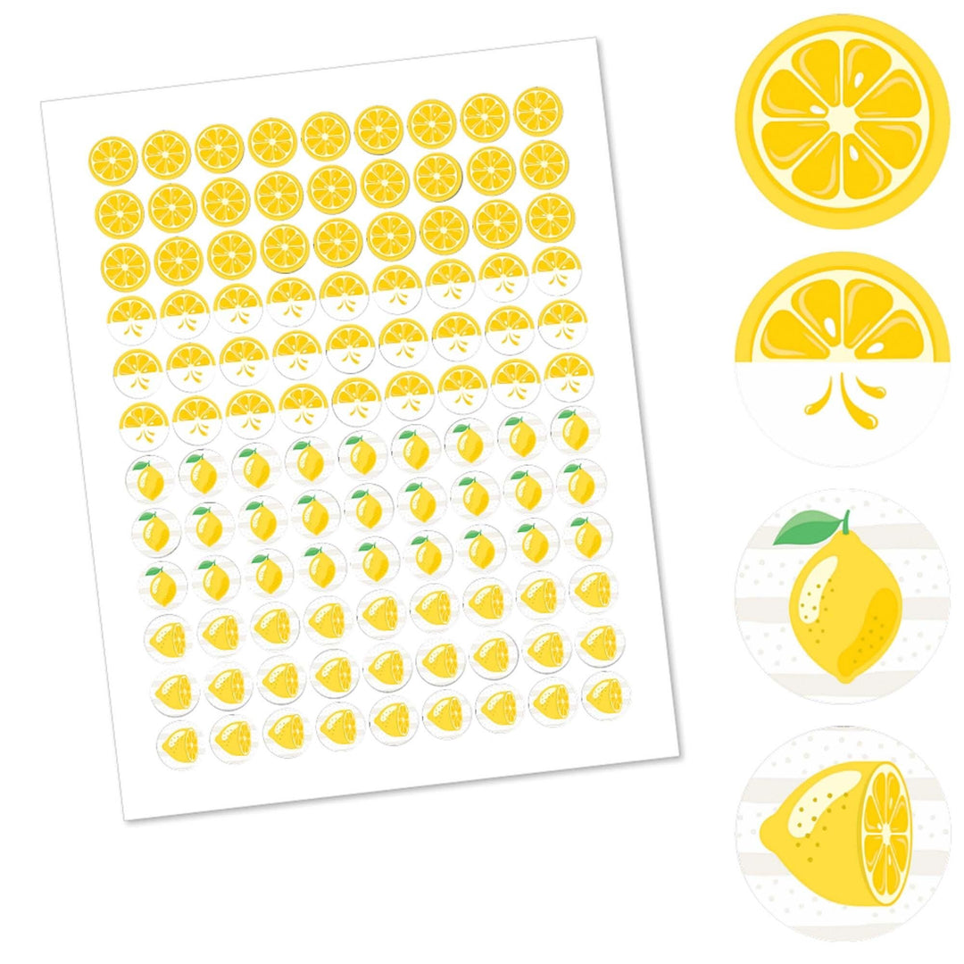 So Fresh - Lemon - Citrus Lemonade Party Round Candy Sticker Favors - Labels Fit Hershey's Kisses - 108 ct