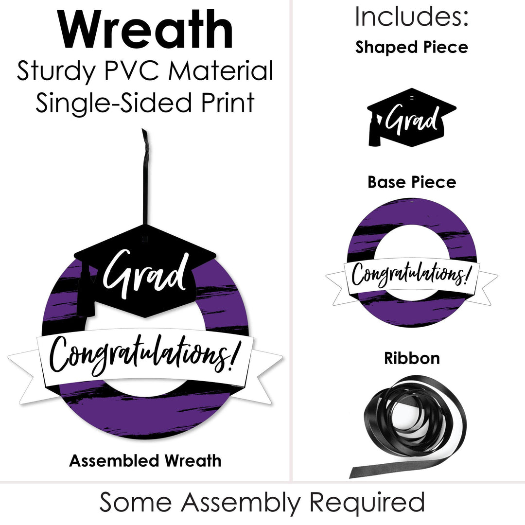 Purple Grad - Best is Yet to Come - Outdoor Purple Graduation Party Decor - Front Door Wreath