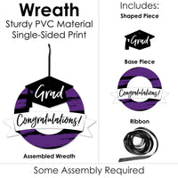 Purple Grad - Best is Yet to Come - Outdoor Purple Graduation Party Decor - Front Door Wreath