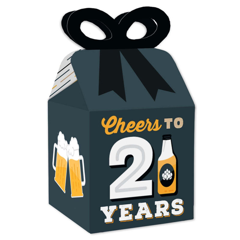 Cheers and Beers to 21 Years - Square Favor Gift Boxes - 21st Birthday Party Bow Boxes - Set of 12