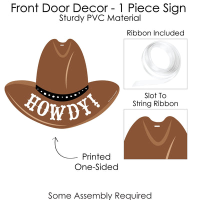 Western Hoedown - Hanging Porch Wild West Cowboy Party Outdoor Decorations - Front Door Decor - 1 Piece Sign