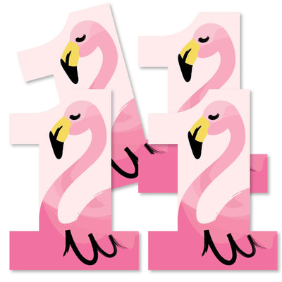1st Birthday Pink Flamingo - One Shaped Decorations DIY Tropical First Birthday Party Essentials - Set of 20