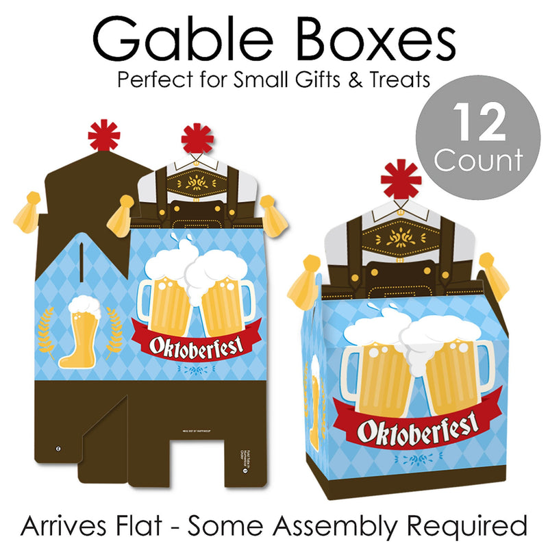 Oktoberfest - Treat Box Party Favors - German Beer Festival Goodie Gable Boxes - Set of 12