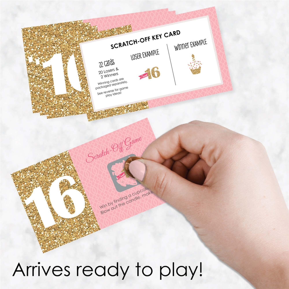 Sweet 16 - Birthday Party Scratch Off Cards - 22 ct