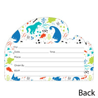 Roar Dinosaur - Shaped Fill-In Invitations - Dino Mite T-Rex Baby Shower or Birthday Party Invitation Cards with Envelopes - Set of 12