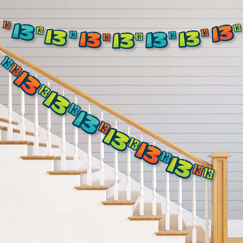 Boy 13th Birthday - Official Teenager Birthday Party DIY Decorations - Clothespin Garland Banner - 44 Pieces