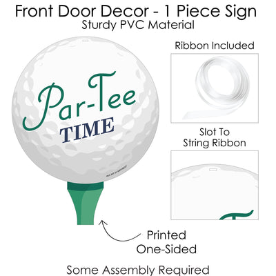 Par-Tee Time - Golf - Hanging Porch Birthday or Retirement Party Outdoor Decorations - Front Door Decor - 1 Piece Sign