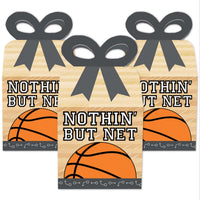 Nothin' But Net - Basketball - Square Favor Gift Boxes - Baby Shower or Birthday Party Bow Boxes - Set of 12