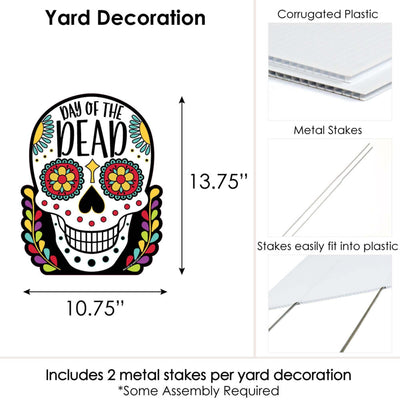 Day of the Dead - Outdoor Lawn Sign - Halloween Sugar Skull Party Yard Sign - 1 Piece