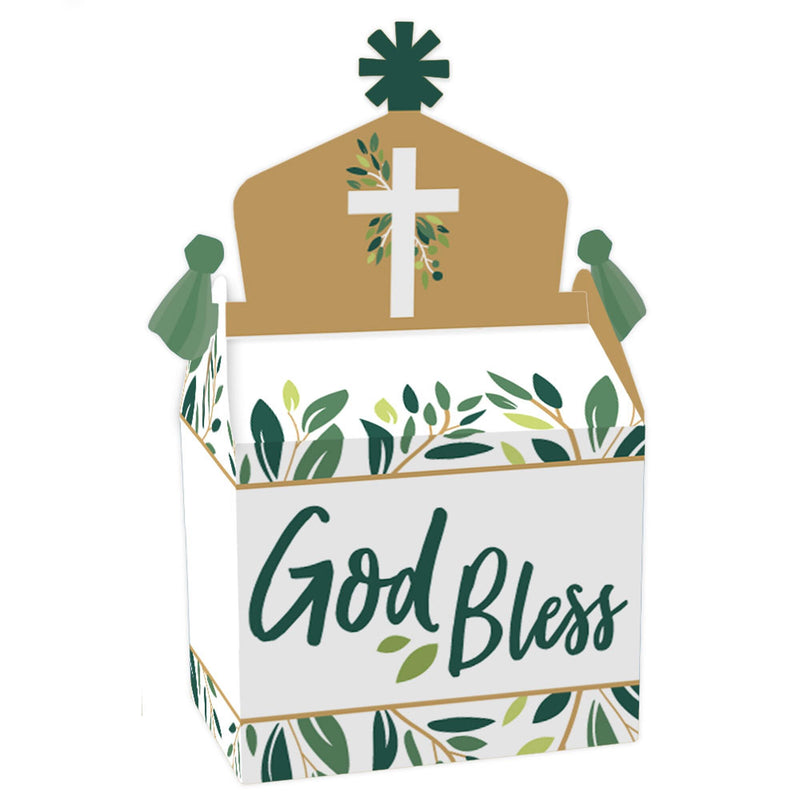 Elegant Cross - Treat Box Party Favors - Religious Party Goodie Gable Boxes - Set of 12