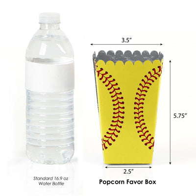 Grand Slam - Fastpitch Softball - Birthday Party or Baby Shower Favor Popcorn Treat Boxes - Set of 12