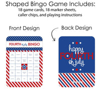 4th of July - Bar Bingo Cards and Markers - Independence Day Bingo Game - Set of 18
