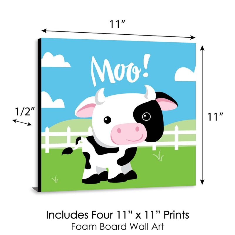 Farm Animals - Barnyard Kids Room, Nursery Decor and Home Decor - 11 x 11 inches Nursery Wall Art - Set of 4 Prints for Baby&