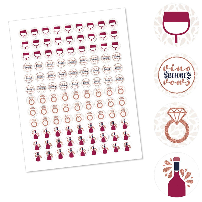 Vino Before Vows - Round Candy Labels Winery Bridal Shower or Bachelorette Party Favors - Fits Hershey&