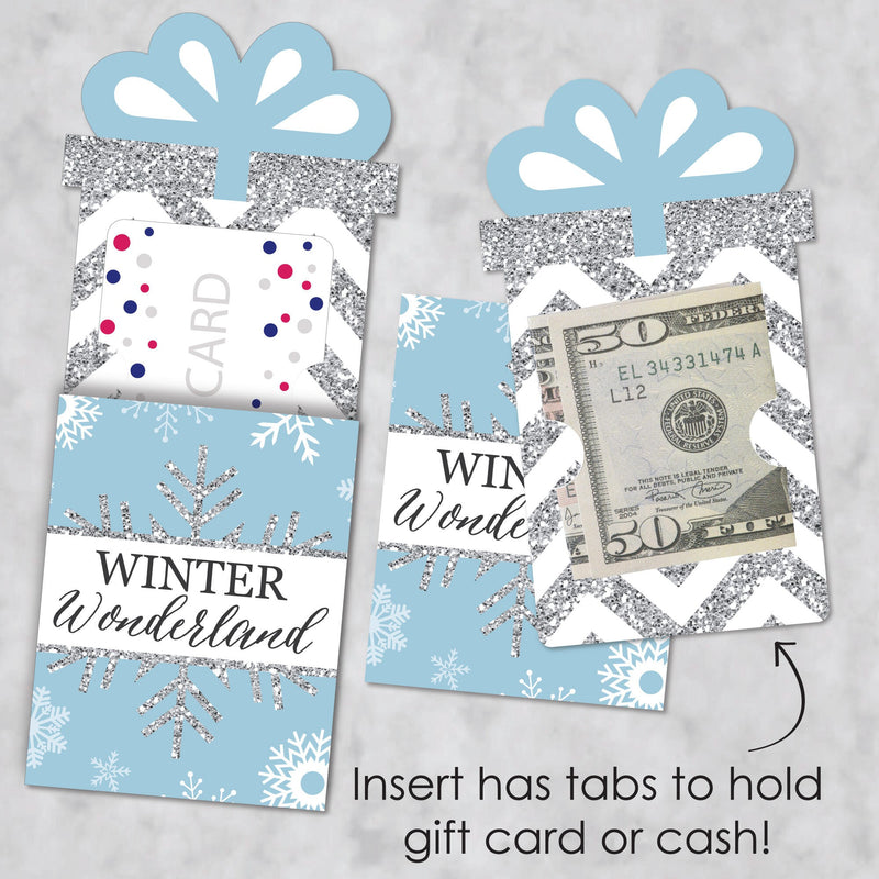 Winter Wonderland - Snowflake Holiday Party and Winter Wedding Money and Gift Card Sleeves - Nifty Gifty Card Holders - Set of 8