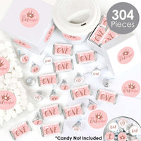 1st Birthday Little Miss Onederful - Mini Candy Bar Wrappers, Round Candy Stickers and Circle Stickers - Girl First Birthday Party Candy Favor Sticker Kit - 304 Pieces