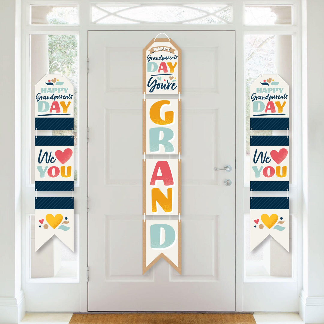 Happy Grandparents Day - Hanging Vertical Paper Door Banners - Grandma & Grandpa Party Wall Decoration Kit - Indoor Door Decor