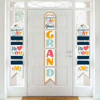 Happy Grandparents Day - Hanging Vertical Paper Door Banners - Grandma & Grandpa Party Wall Decoration Kit - Indoor Door Decor