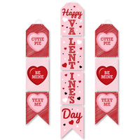 Conversation Hearts - Hanging Vertical Paper Door Banners - Valentine's Day Party Wall Decoration Kit - Indoor Door Decor