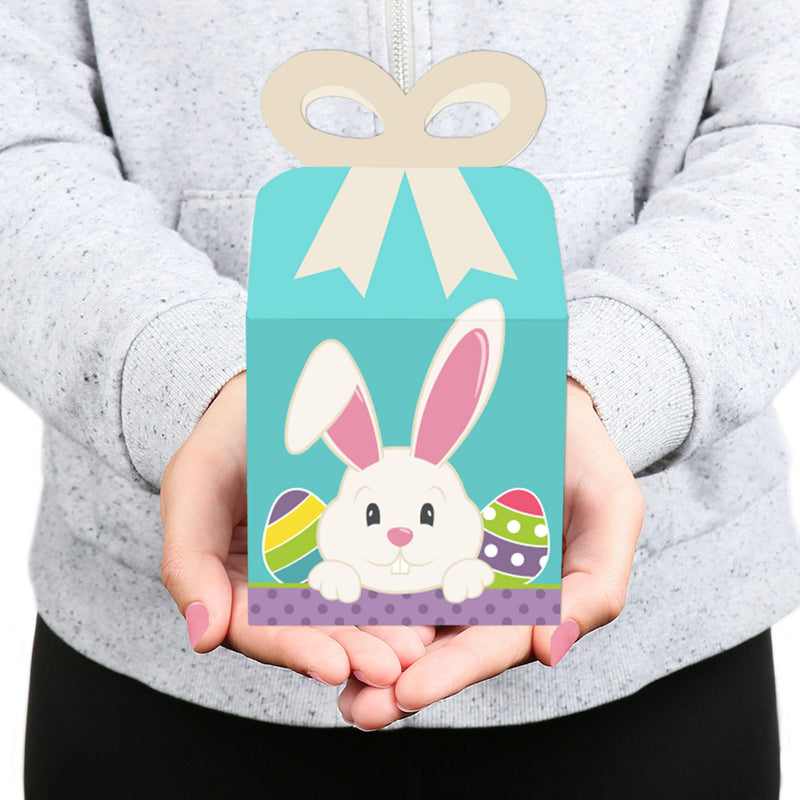 Hippity Hoppity - Square Favor Gift Boxes - Easter Bunny Party Bow Boxes - Set of 12