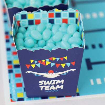 Making Waves - Swim Team - Party Mini Favor Boxes - Swimming Party or Birthday Party Treat Candy Boxes - Set of 12