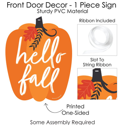 Fall Pumpkin - Hanging Porch Halloween or Thanksgiving Party Outdoor Decorations - Front Door Decor - 1 Piece Sign
