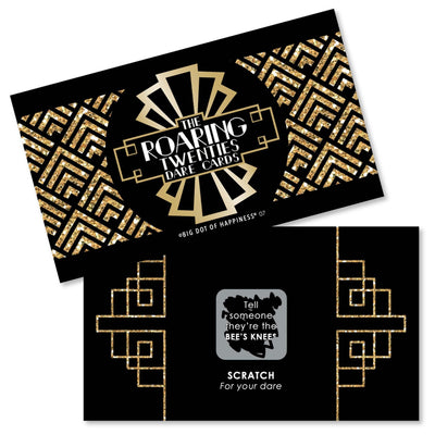 Roaring 20's - 1920s Art Deco Jazz Party Scratch Off Dare Cards - 22 Cards