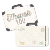 World Awaits - Shaped Thank You Cards - Travel Themed Party Thank You Note Cards with Envelopes - Set of 12