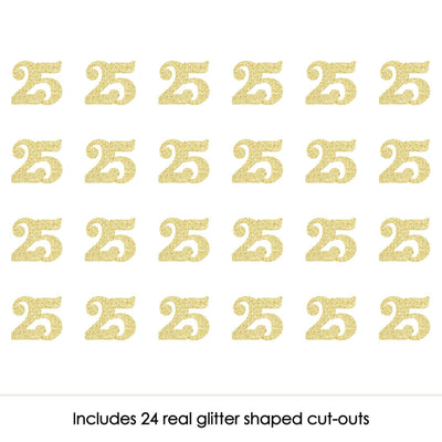 Gold Glitter 25 - No-Mess Real Gold Glitter Cut-Out Numbers - 25th Birthday Party Confetti - Set of 24