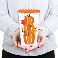 Fall Pumpkin - Halloween or Thanksgiving Party Favor Popcorn Treat Boxes - Set of 12