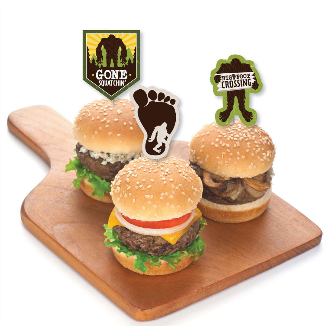 Sasquatch Crossing - Dessert Cupcake Toppers - Bigfoot Party or Birthday Party Clear Treat Picks - Set of 24