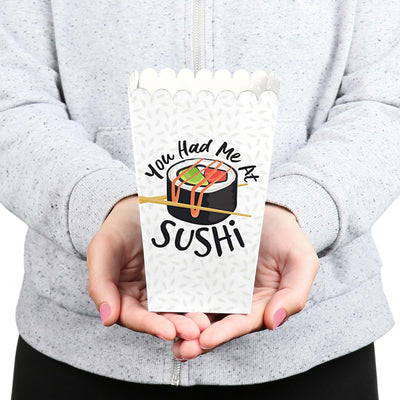 Let's Roll - Sushi - Japanese Party Favor Popcorn Treat Boxes - Set of 12
