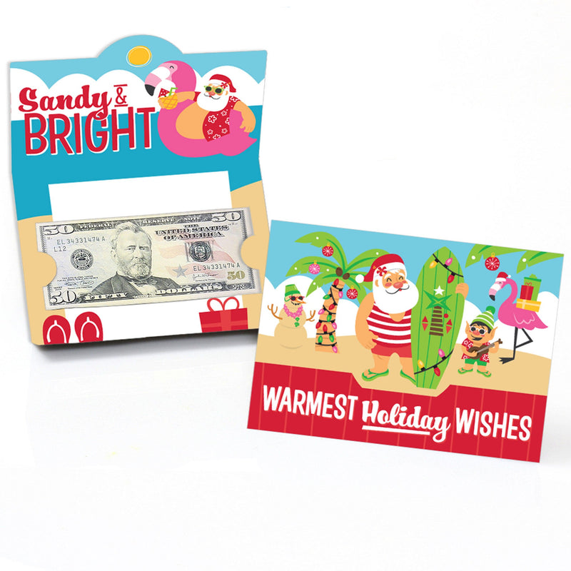 Tropical Christmas - Beach Santa Holiday Party Money and Gift Card Holders - Set of 8