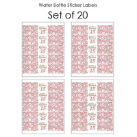 Mis Quince Anos - Quinceanera Sweet 15 Birthday Party Water Bottle Sticker Labels - Set of 20