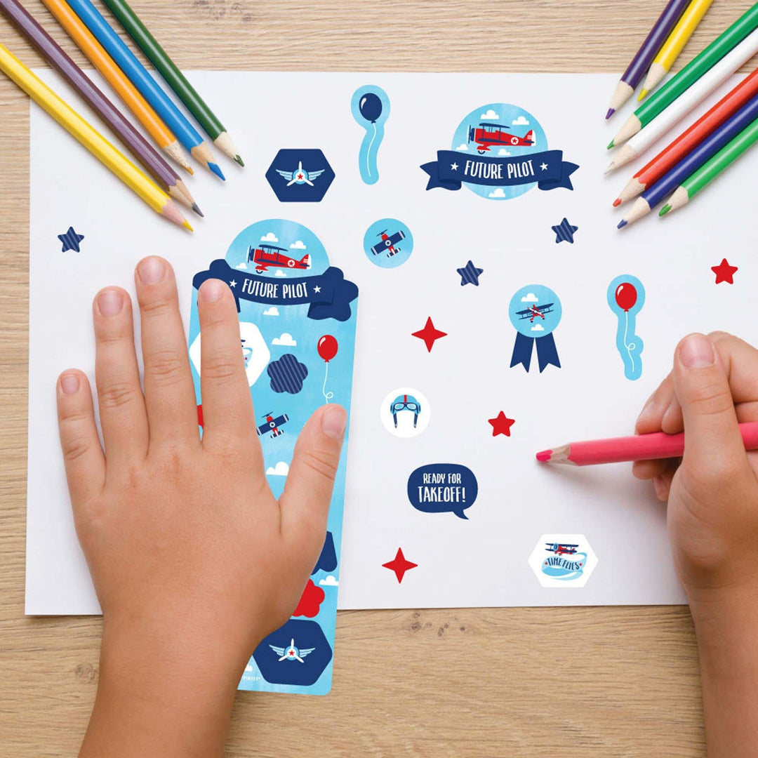 Taking Flight - Airplane - Vintage Plane Birthday Party Favor Kids Stickers - 16 Sheets - 256 Stickers